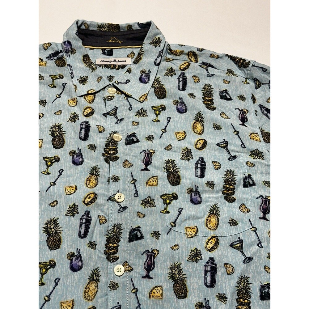 Tommy Bahama Button Shirt Geometric Lenzing Viscose Short Sleeve Men's XL